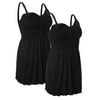 iLoveSIA Women 2-Pack Maternity Tank Tops Breastfeeding Sleeveless Built in Padded Sleepwear Cami Shirt, Black +Black, S