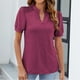 thumbnail image 2 of Blusas para las Mujeres Casual Manga Corta V-Cuello Suéter Color Sólido, Moda Poliéster/Spandex para el Hogar Y Diario, 2 of 8