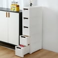 thumbnail image 4 of O'Force Rolling Cart Organizer Unit with Wheels Narrow Slim Container Storage Cabinet for Bathroom Bedroom  5-Tiers, 4 of 6