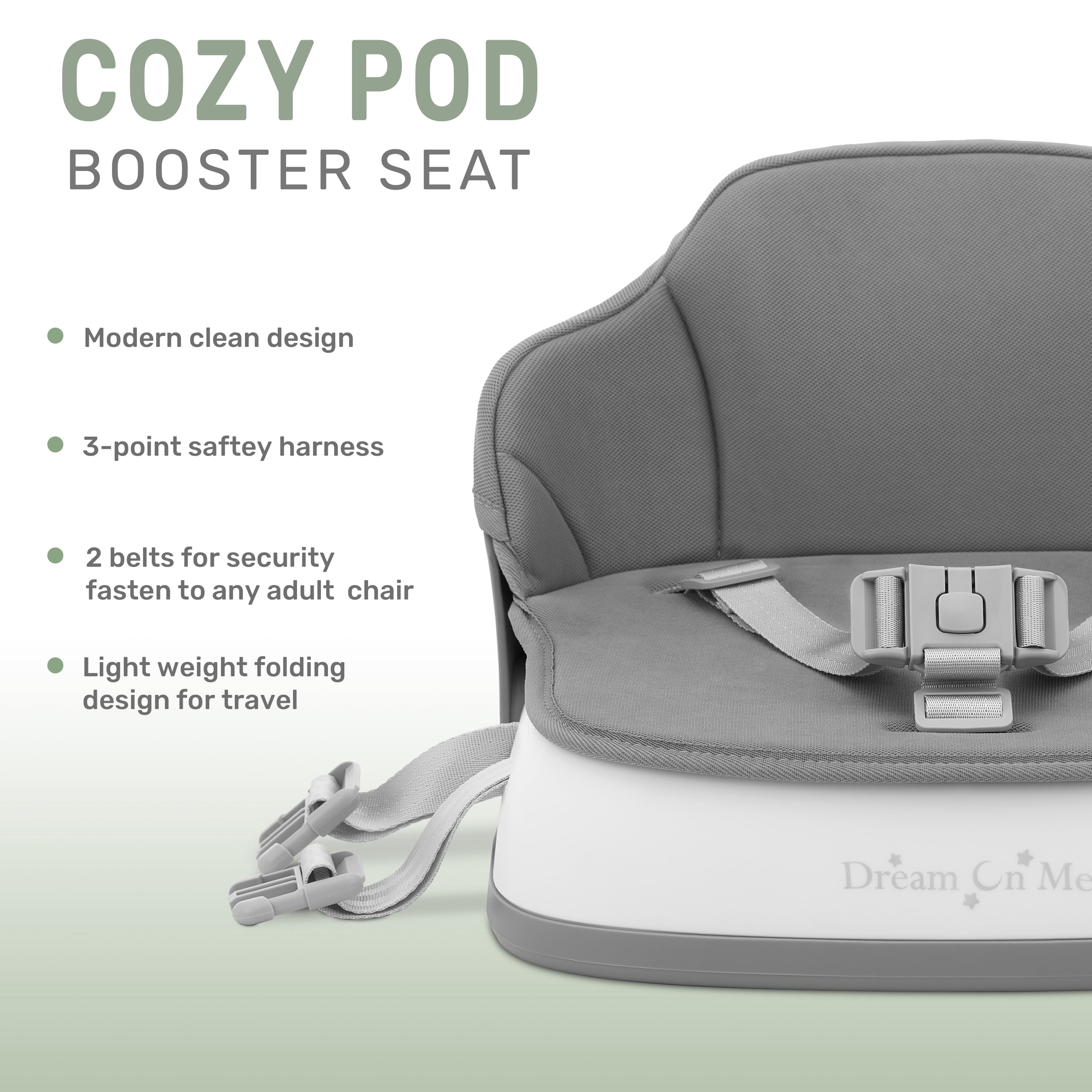 Dream On Me Cozy Pod Booster Seat with Removable Cover, Grey