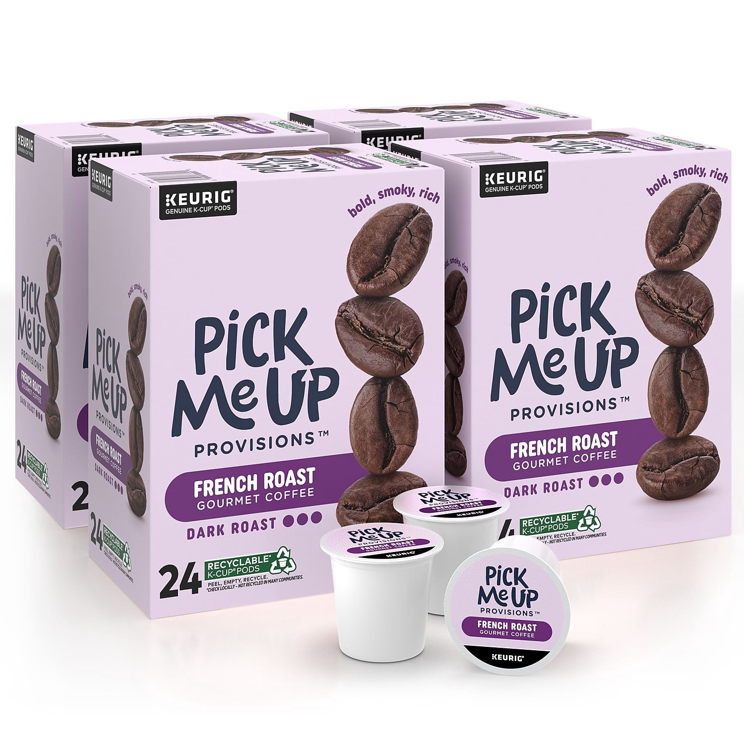Pick Me Up Provisions French Roast Coffee Keurig K-Cup Pods Dark Roast 96/Carton (52966CT)