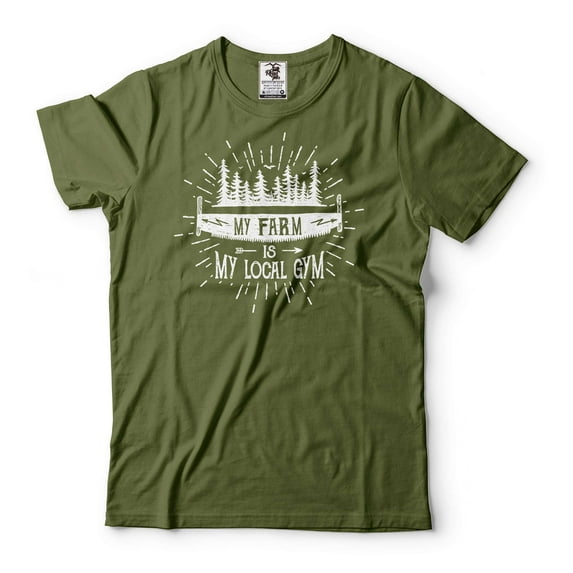 Farm Shirt Funny Gym Shirt My Farm Is My Local Gym Shirt Farmer Shirts Farm Life Tee Gym Joke Shirt (Large Military Green)