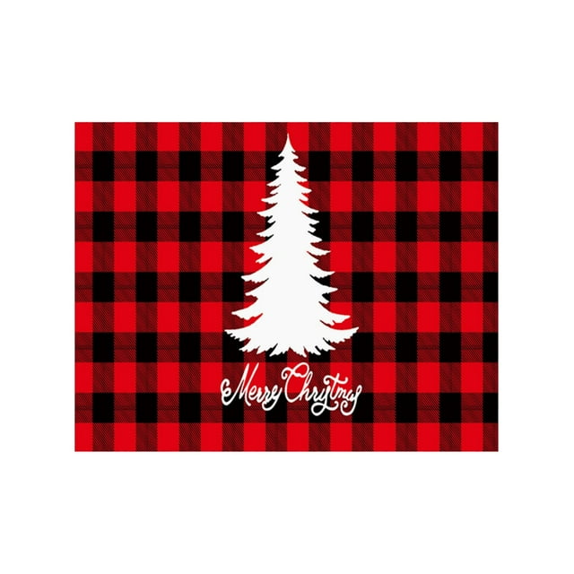 Napperon en Lin de Noël, Tapis Isolé, Napperon de Table, Fête, Serviettes pour la Maison, Ensemble de Table pour les Fêtes pour 4, Petits Napperons Chauds, Napperons Ronds pour Table à Manger, Ensemble de Serviettes avec Chargeur d'Assiette, 4 Tables de Camping