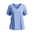 thumbnail image 6 of BUIGTTKLOP Blouse for Women Dressy Casual Summer V Neck Button down Cotton Linen Shirts Tie Front Short Sleeve Beach Vacation Tops, 6 of 8