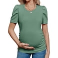 thumbnail image 2 of Short Sleeve Women's Maternity Shirt Casual Puff Sleeve Knit Tops, 2 of 6