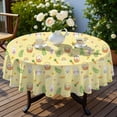 thumbnail image 4 of Easter and Rainbows Yellow Pattern Round Tablecloth 60", Wrinkle-Resistant Wipeable Cover for Kitchen, Dining, Picnic & Patio, 4 of 6