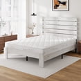 thumbnail image 3 of Wooden Queen Bed Frame with 49.9" Tall Headboard, Rustic Farmhouse Platform Bedframe with Wood Slat Support, No Box Spring Needed, Sturdy and Noise Free, Easy Assembly, White, 3 of 10
