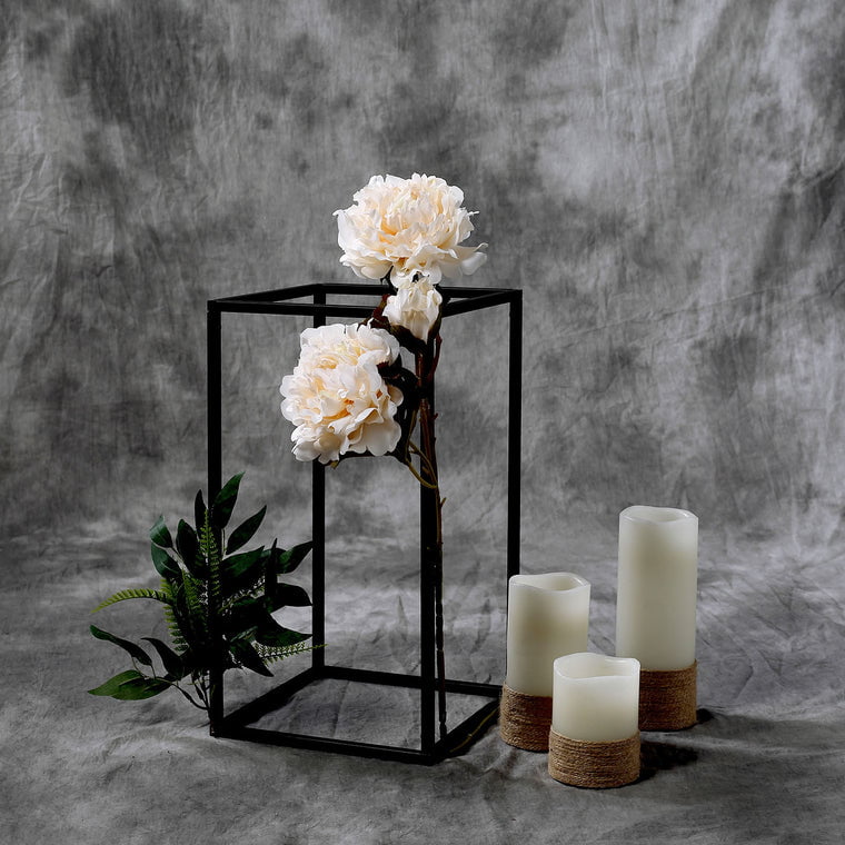 2Pcs Wedding Flower Table Decor Candle Holder Vase Centerpiece Stand Decor Set 