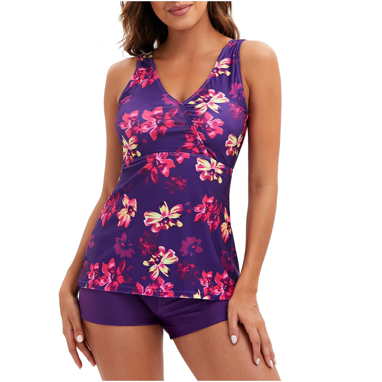 Mikilon Womens Swimsuit Ladies Fashion Multicolor Flowers Back Cutout