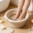 thumbnail image 5 of Roiihwy Round Foldable Wash Basin Tub, Portable Laundry Hand Wash Dish Pan, Space Saving Camping Washing Tub for Washing Face, Fruit, Dishes, Home Kitchen Sink (Khaki, S), 5 of 9
