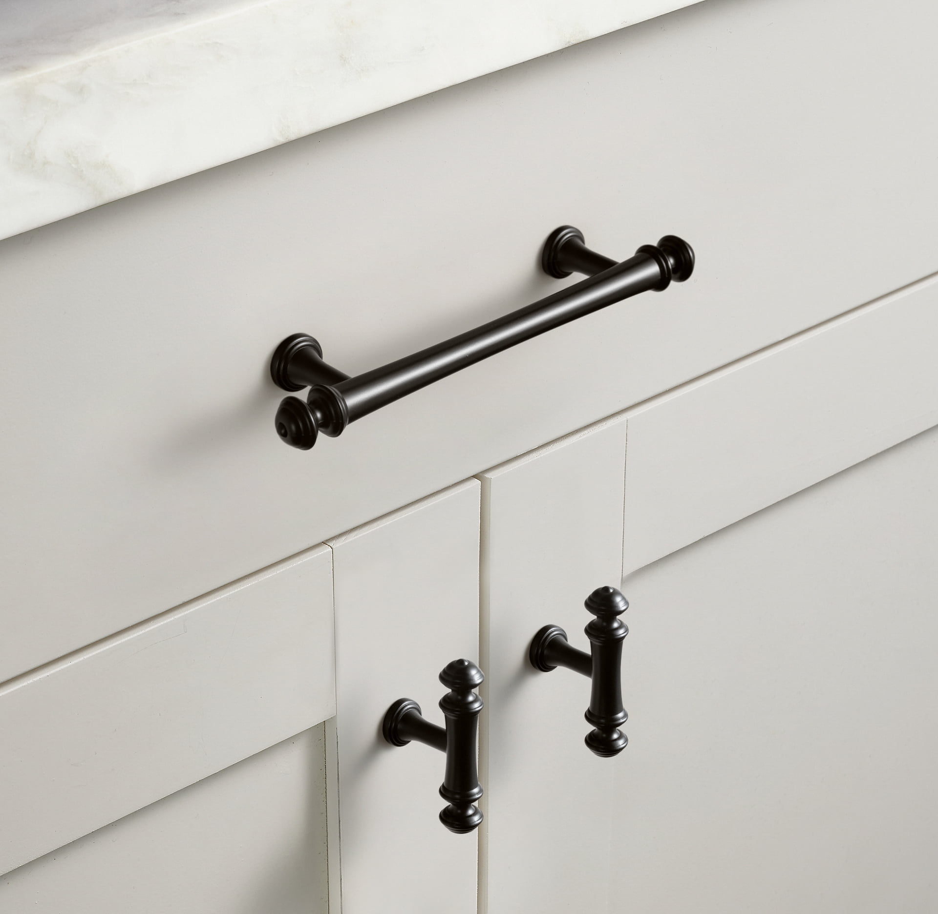 Goo-Ki 12 Pack 3"(76mm) Hole Center Matte Black Kitchen Cabinet Handles, Closet Classic Zinc Alloy Cabinet Pulls Dresser Handles for Bedroom,Drawer,Cupboard & Wardrobe