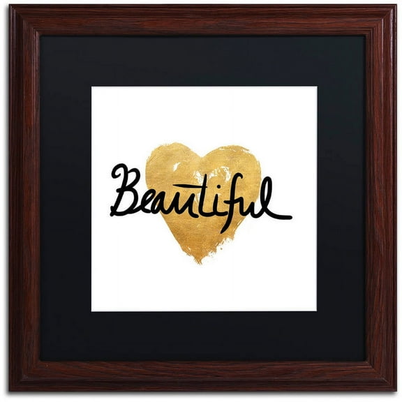 Trademark Fine Art "Beautiful On White" Canvas Art by Lisa Powell Braun, Black Matte, Wood Frame