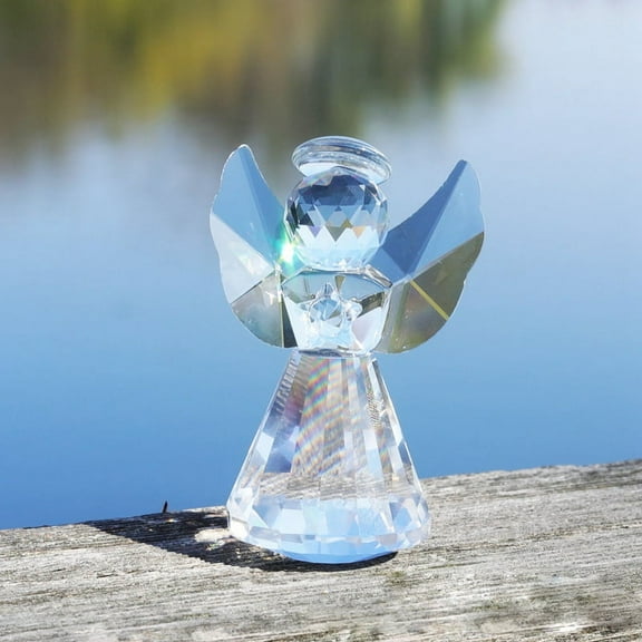 Crystal Angel Figurine Decor, Glass Guardian-Angel Statue Figurines Collectibles, Pretty Ornament Gifts for Women