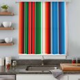 thumbnail image 5 of Mexican Serape Sheer Curtains 45 Inches Long, Colorful Stripes Vertical Lines Abstract Light Filering Curtains, Breathable Simi Curtain Privacy Drapes for Kitchen Bathroom Small Window Treatment, 5 of 9