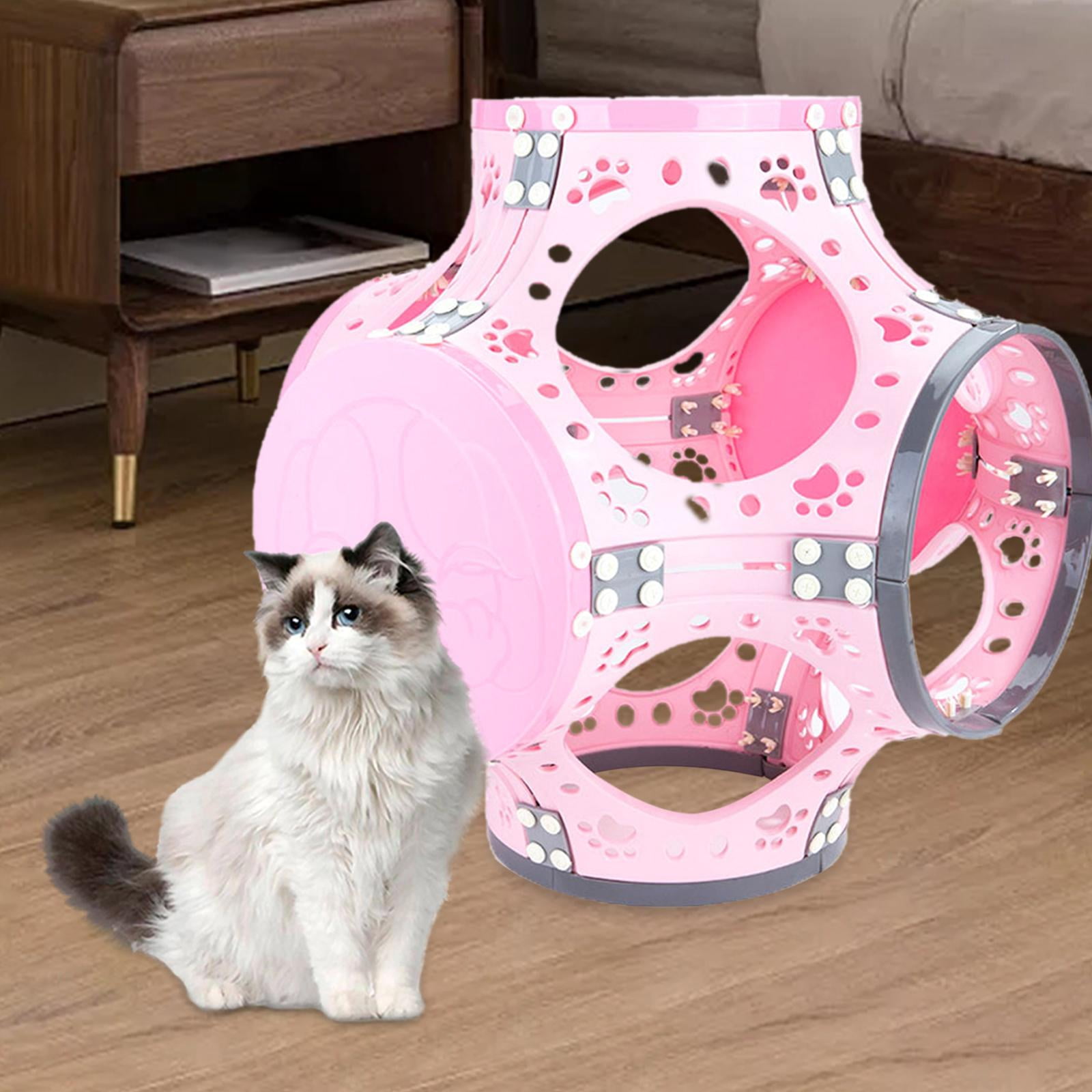 Cat Tunnel Pay Toy, Small Animals Indoor Home Playing, Cute Pet Supplies Cat Climbing Frame Pet Interactive Toy for Kitten Puppy Rabbits Pink