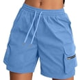 thumbnail image 2 of Only Moment Shorts for Women Polyester,Spandex Hiking Cargo Bermuda Shorts Lightweight Knee Length Capris for Summer Travel Fishing Wowomen's Sports & Recreation Shorts Light Blue,S, 2 of 4