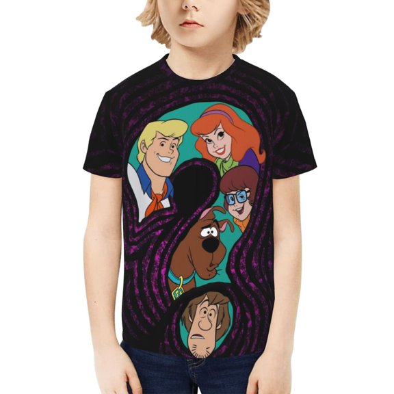 Scooby Doo Boys Girls T-Shirts Graphic Print Short Sleeve Tops Casual Crew Neck T-Shirt Streetwear for Youth Kids