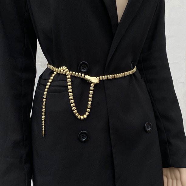 Cadena de cintura con forma de serpiente estilo punk para mujer, cadena de metal para mostrar, cinturón, falda, abrigo, accesorios, collar con cadena para pantalones con cabeza de serpiente