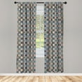 thumbnail image 5 of Ambesonne Moroccan Window Curtains, Portuguese Tiles Motif, Each 28" W x 84" L, Dark Blue Amber Red, 5 of 5