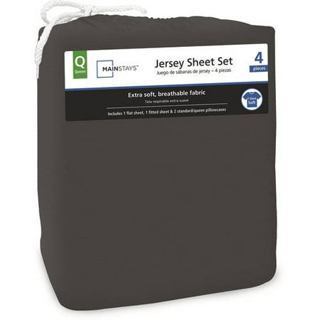 Mainstays Jersey Knit Sheet Set Twin Xl Black Walmart Com