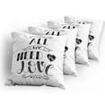 thumbnail image 5 of Ambesonne Saying Throw Pillow Cover 4 Pack, All We Need Is Love Phrase, 16", Charcoal Grey White, 5 of 7