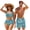 Blue Ocean Turtle, variant on Silver Fern High Waist Bikini Sets for Women Summer Beach Two Piece Swimsuit or Mens Swim Trunks Drawstring ,Couples Hawaiian Aloha Luau Swimwear