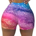thumbnail image 2 of Balery Rainbow Glitter Cute Pantalones cortos de entrenamiento estampados para mujer, sin costuras, ajustados, para gimnasio, yoga, correr, deportes, ejercicio activo, fitness.-Small, 2 of 8