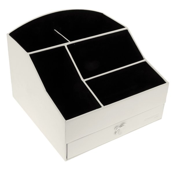 Organizador de cosméticos de Cuero sintético perfecl con cajones para maquillaje estuche para guardar joyas Beige