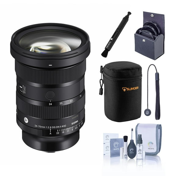 Sigma 24-70mm f/2.8 DG DN II Art Lens for Sony E, Bundle with 82mm Filter Kit, Soft Lens Case, Cap Tether and Cleaning Kit