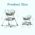 thumbnail image 4 of LHUAI, Foldable Baby High Chair, 4 in 1 Convertible High Chairs, With 5-Point Safety Harness, Adjustable Dining Tray & Backrest & Height, Easy To Clean Surface, For Babies And Toddlers, Light Blue, 4 of 8