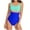 Blue, variant on Women Swimsuit Solid Print Bikini One Piece Swimwear Push-Up Swimsuit Bathing Suit