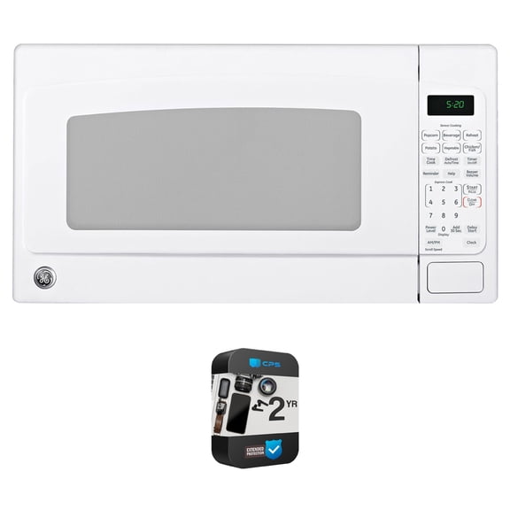 GE GCST20S1WWW 2.0 Cu. Ft. Capacity Countertop Microwave Oven Bundle with 2 YR CPS Enhanced Protection Pack