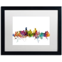 Trademark Fine Art 'Miami Florida Skyline' Canvas Art by Michael Tompsett, White Matte, Black Frame