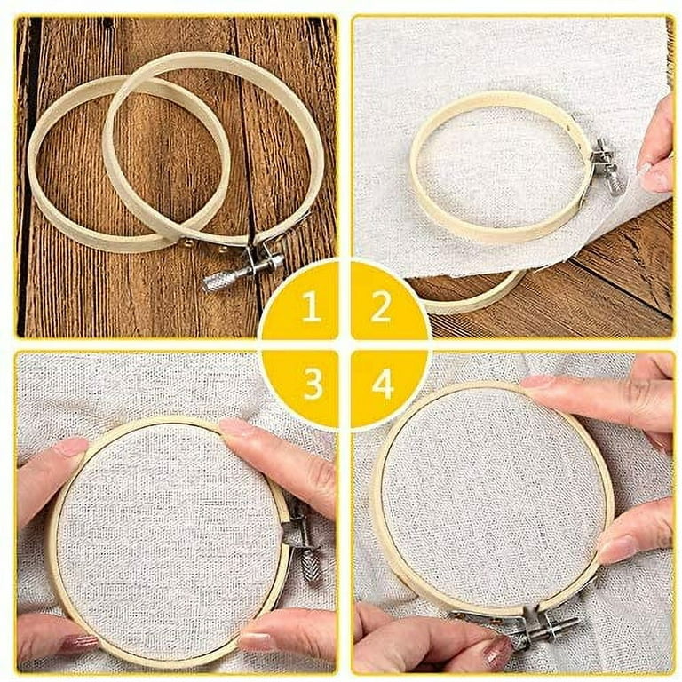 12 Pieces 4 Inch Round Embroidery Hoop Bulk Wholesale Bamboo Circle Cross  Stitch Hoop Ring 