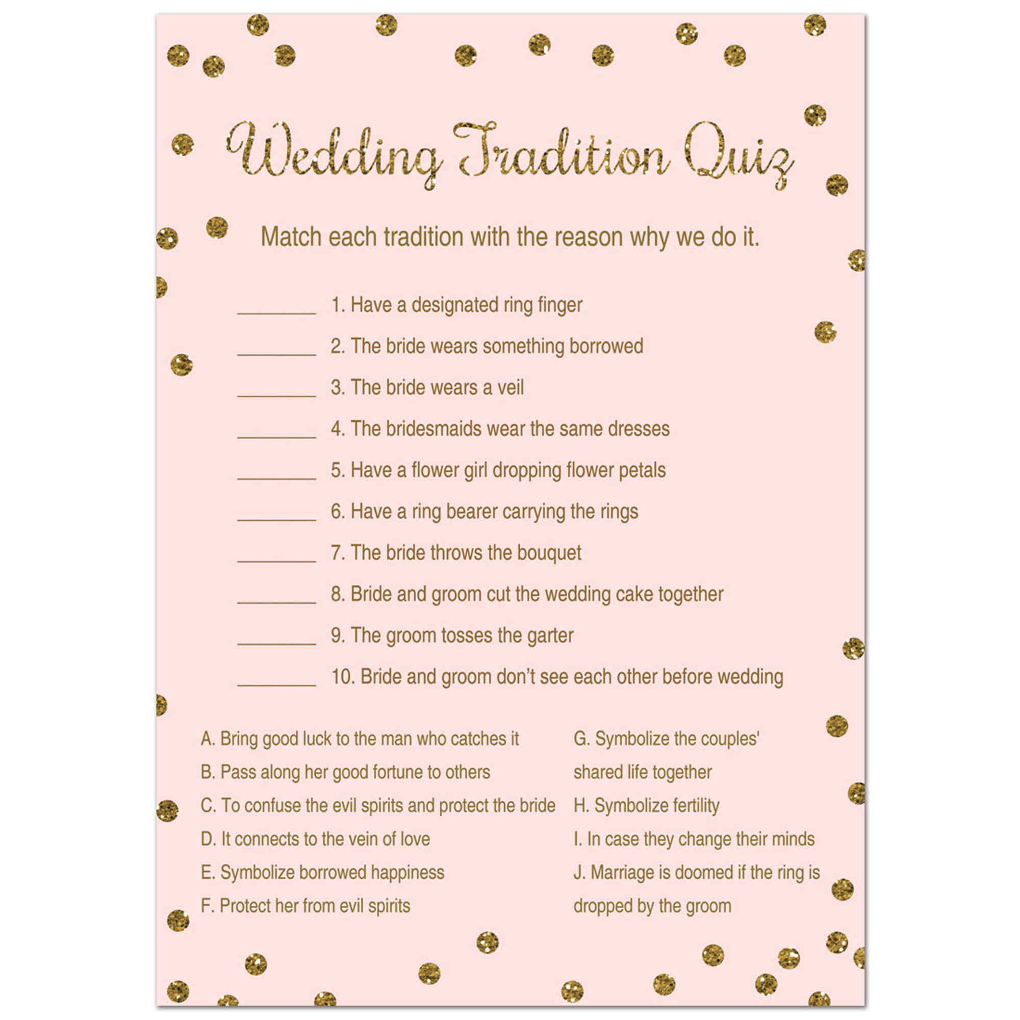Wedding Guest Table Trivia Advice Bride Groom Game Novelty Fun 