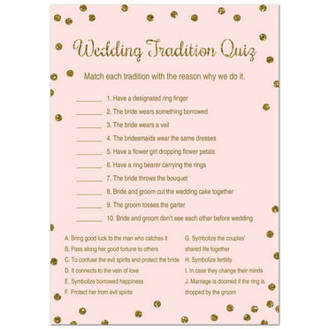 Love Song Match Bridal Shower Game Faux Gold Glitter On Pink 24 Cards Walmart Com