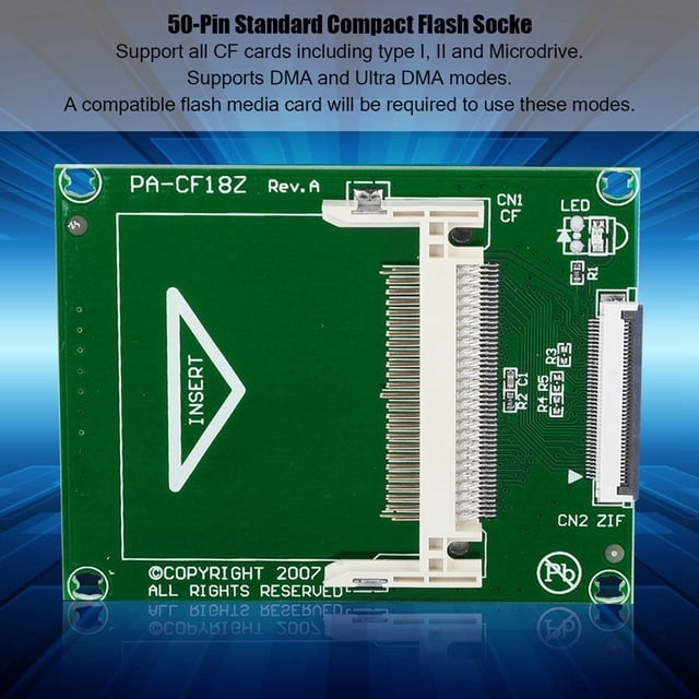Compact Flash CF Memory Card to ZIF CE Adapter SSD HDD - Ideal for Laptop Notebook Netbook - Blue White