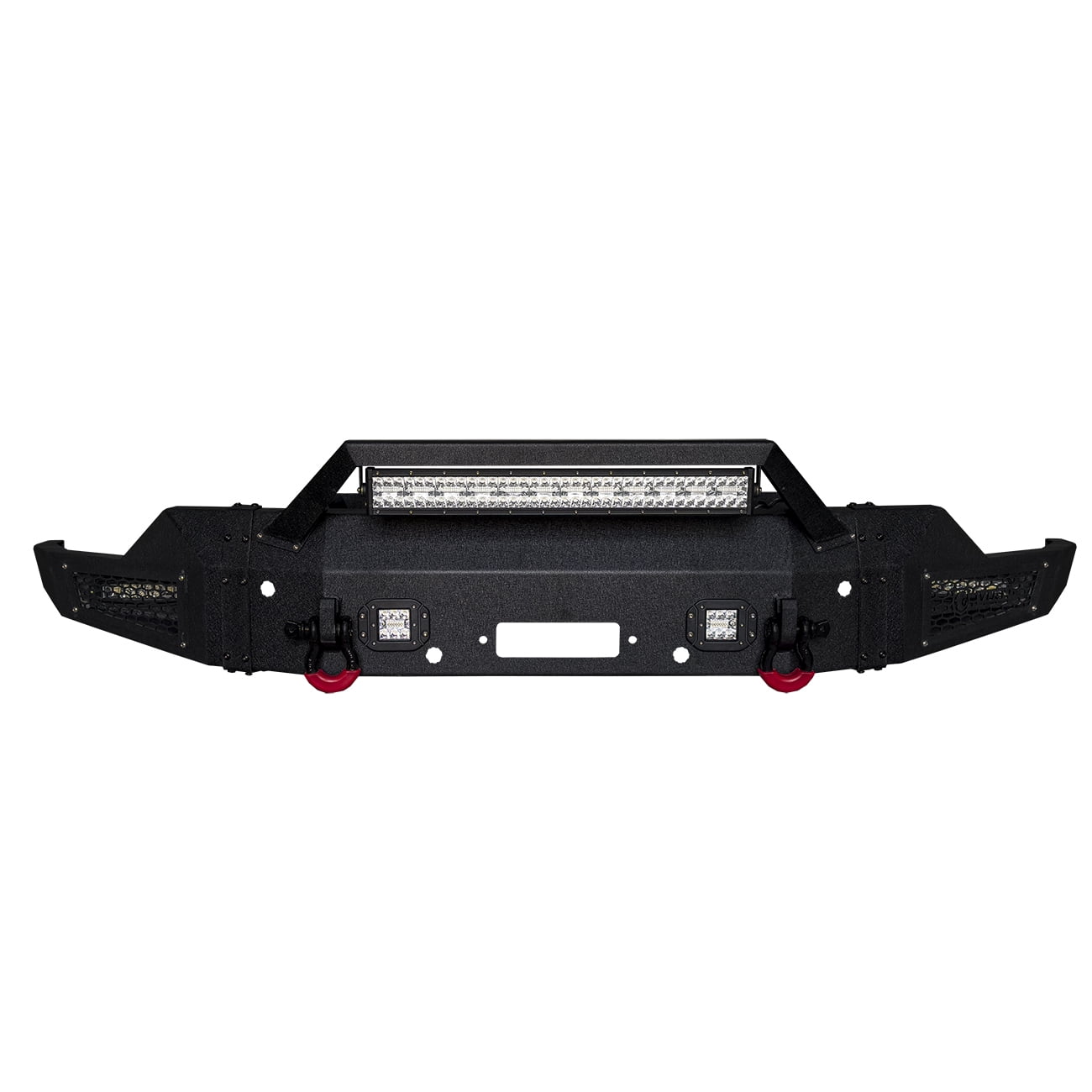 Vijay Compatible with 2019-2020-2021 GMC Sierra 1500 Front Bumper Textured Black Steel with Light and D-ring