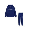 thumbnail image 4 of Frontwalk Womens Loungewear Hoodies Tracksuit Sweatshirts And Sweatpants Letters Print 2 Piece Set Sports Lounge Playsuit Outfits Colorful Blue XL, 4 of 4