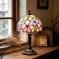 thumbnail image 5 of Tiffany Style Floral Stained Glass Table Lamp,Colorful Flower Shade Desk Lamp with Antique Bronze Metal Base,Lamp for Bedroom, Living Room, Study & Coffee Shop Decor(7.9*14.2 in)C, 5 of 7
