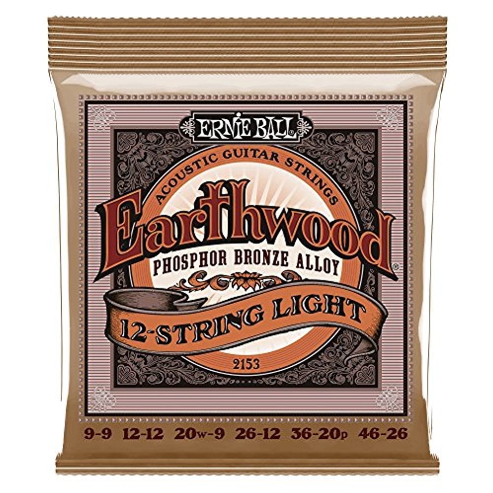 3 PACK Ernie Ball P02153 Earthwood 12-string Light Phosphor Bronze Acoustic String Set .009 - .046