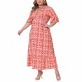 thumbnail image 4 of Liquidation d'Été 2025! Robe Grande Taille pour Femmes, Robe d'Été en Liquidation pour Femmes, Mode Sexy d'Été pour Femmes Grande Taille Imprimée Manches Courtes Col en V, 4 of 4