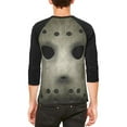 thumbnail image 2 of Halloween Horror Movie Hockey Mask Costume Mens Raglan T Shirt White-Black SM, 2 of 2