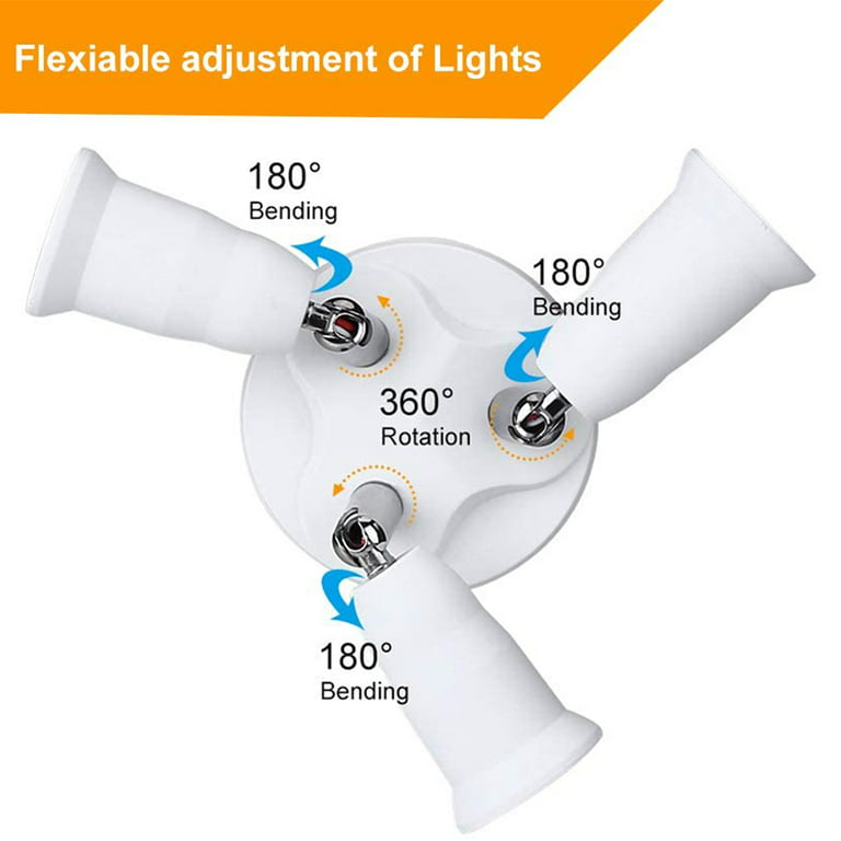 E27 to E27 Splitter Adjustable LED Light Bulb Holder Adapter Converter  Socket Light Bulb Holder, type:3 In 1, snatcher