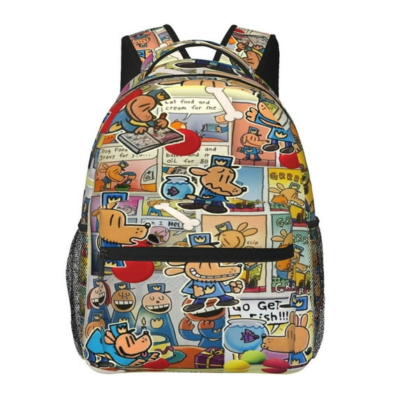 Dog Man School Bag, Cartoon Anime Laptop Backpack Travel Backpacks for students teen men women Casual Daypack for Hiking Gifts