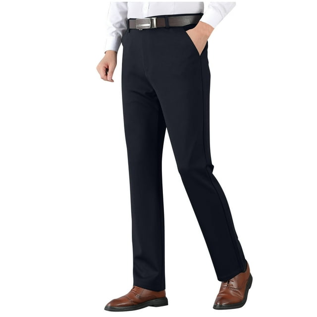 Pisexur Pantalon Habillé pour Hommes Coupe Classique devant Plat Pantalon de Travail pour Hommes Décontracté Confort Extensible Pantalon pour Hommes Coupe Ajustée Infroissable Pantalon Habillé pour Hommes P-4TG Bleu