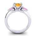 thumbnail image 4 of 2.50 T.C.W Round Shape Citrine & Pink Sapphire Gemstone New Design Wedding Ring for Ladies Solid 14K White Gold Size 5.5 by Diamond-Capitals, 4 of 8