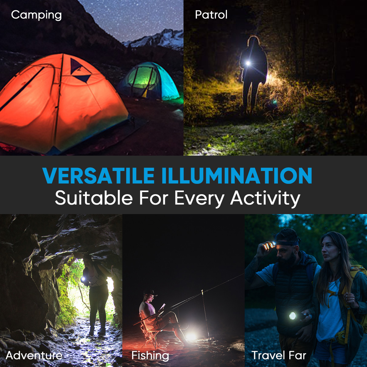 Garberiel XHP160 LED Flashlight USB Rechargeable Zoomable Torch Light for Hiking Camping Emergency(26650 Battery Included)