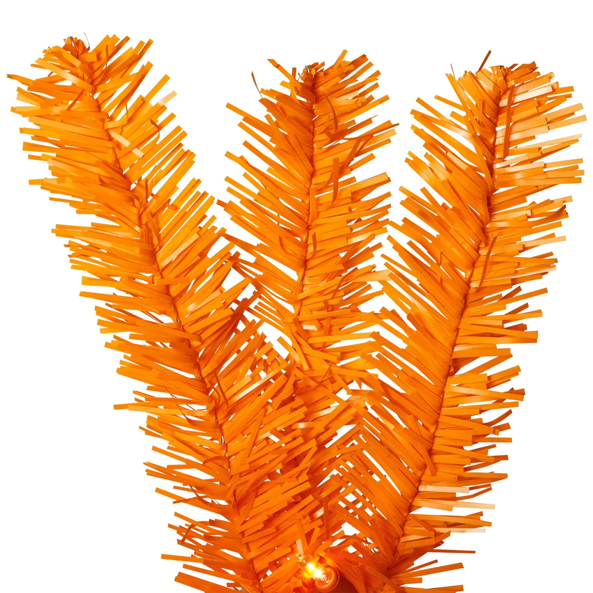 Pre-Lit Medium Artificial Pine Christmas Tree - 4' - Orange - Clear Lights