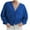 Blue, variant on UYISJ Women's Cropped Cardigan V Neck Button Down Knitted Sweater Long Lantern Sleeve Coats Casual Solid Color Outerwear Blue XXL